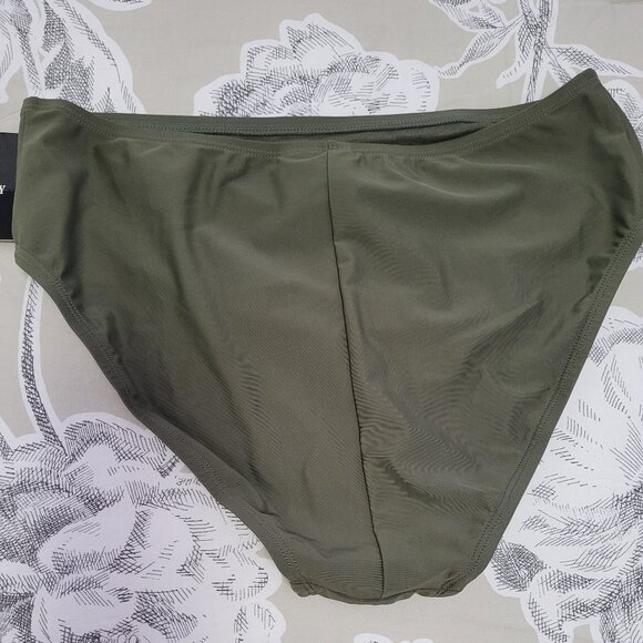 Ellen Tracy Hi Cut Full Coverage Olive Green Bikini Bottoms Size 10 NWT - Picture 3 of 8
